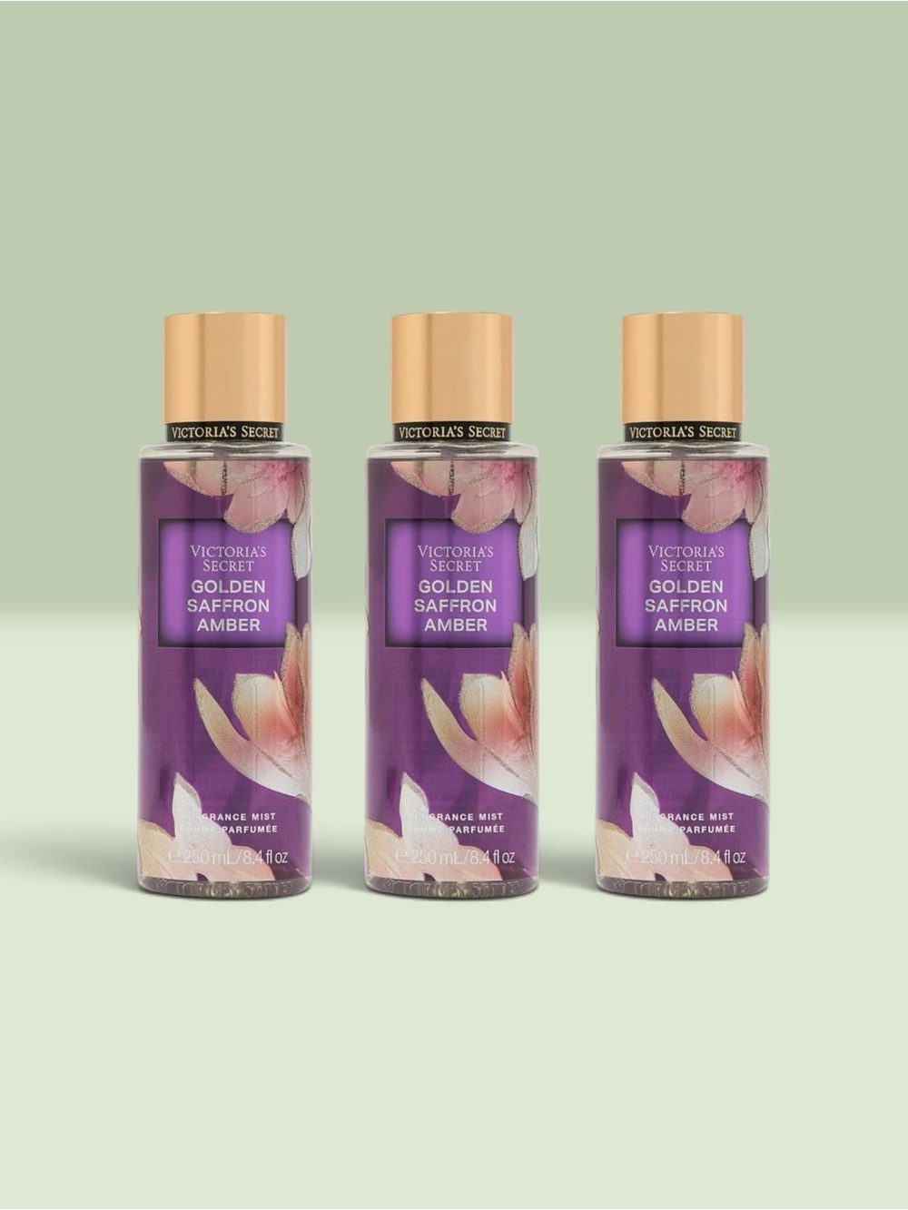 Victoria's Secret GOLDEN SAFFRON AMBER Fragrance Mist ~ 8.4 fl.oz. ( Lot of 3 )